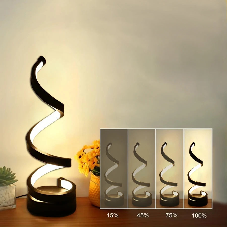 Spiral table lamp | Dimmable modern USB desk lamp | Bedside lamp | Table lamp