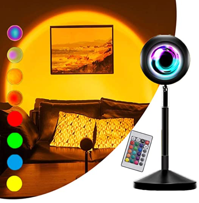 Sunset Lamp | 16 Colors + Remote Control LED Projector Table Lamp - USB Bedside Lamp