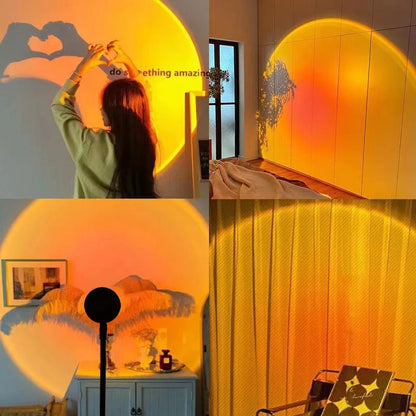 Sunset Lamp | 16 Colors + Remote Control LED Projector Table Lamp - USB Bedside Lamp