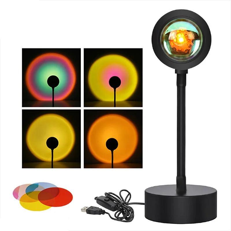 Sunset Lamp | 16 Colors + Remote Control LED Projector Table Lamp - USB Bedside Lamp